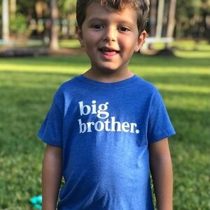 Unordinary Toddler Big Brother Youth Small Boys Blue White Graphic T-Shirt EUC